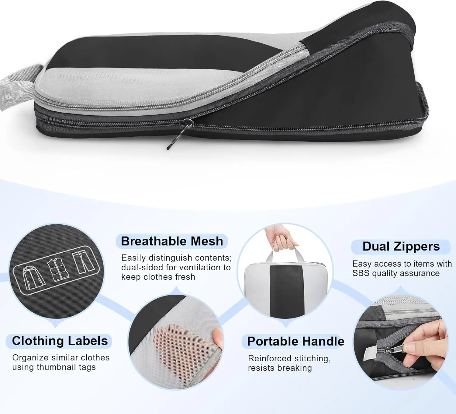 10 Set Compression Packing Cubes for Travel Essentials,Compressible Expandable Packing Cubes for Suitcase,OlarHike Luggage Organizer Bags for Travel,Handy Helper for Organizing Clothes(Black)