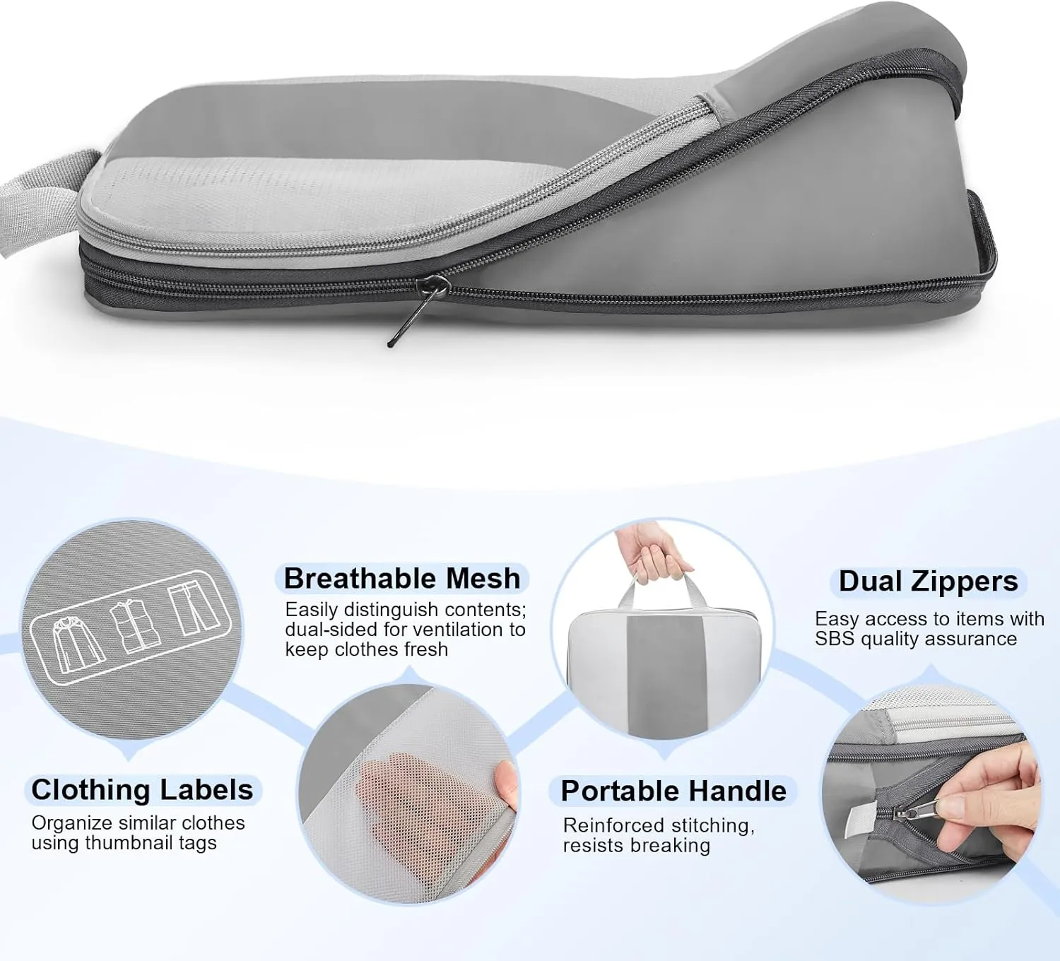 10 Set Compression Packing Cubes for Travel Essentials,Compressible Expandable Packing Cubes for Suitcase,OlarHike Luggage Organizer Bags for Travel,Handy Helper for Organizing Clothes(Grey)