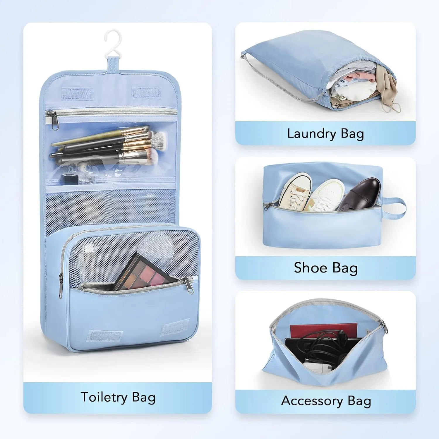 10 Set Compression Packing Cubes for Travel Essentials,Compressible Expandable Packing Cubes for Suitcase,OlarHike Luggage Organizer Bags for Travel,Handy Helper for Organizing Clothes(Light Blue)