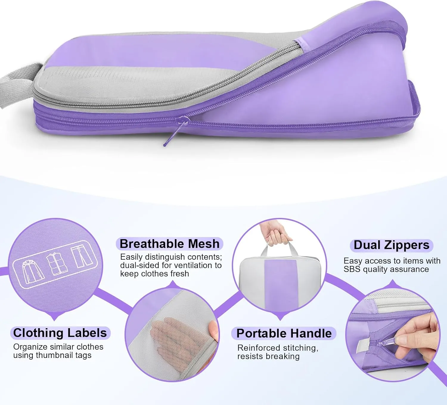 10 Set Compression Packing Cubes for Travel Essentials,Compressible Expandable Packing Cubes for Suitcase,OlarHike Luggage Organizer Bags for Travel,Handy Helper for Organizing Clothes(Light Purple)
