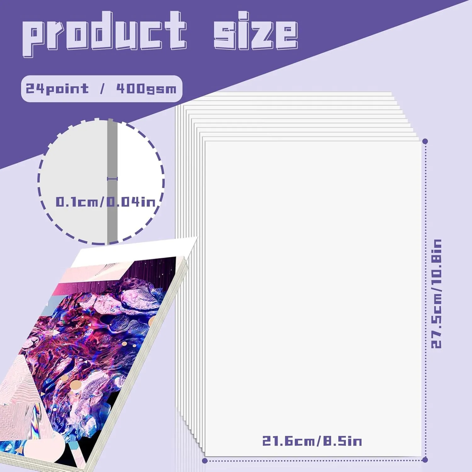 100Pcs 8.5x11 Inch Magazine Boards, 24-point/400gsm White Solid Comic Backing Board for Fabric Storage, Magazine Protectors for Collectors (White, 8.5x11 Inch)