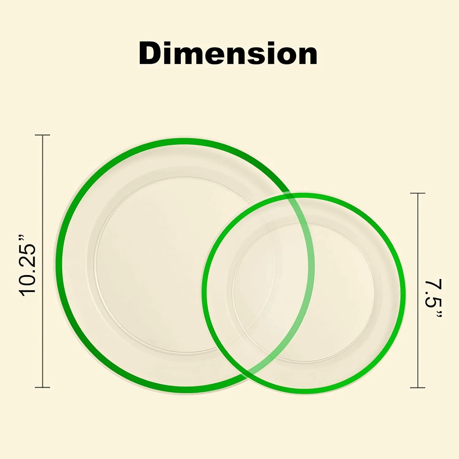 100PCS Green and Clear Plastic Plates, Green Disposable Plate Set with 50 Dinner Plates and 50 Dessert Plates for Party, St. Patrick's Day