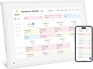 10.1 Inch Smart Digital Calendar Planner & Chore Chart, IPS HD Touchscreen Interactive Display for Family Schedules, Desk Stand Included - Share Photos/Videos