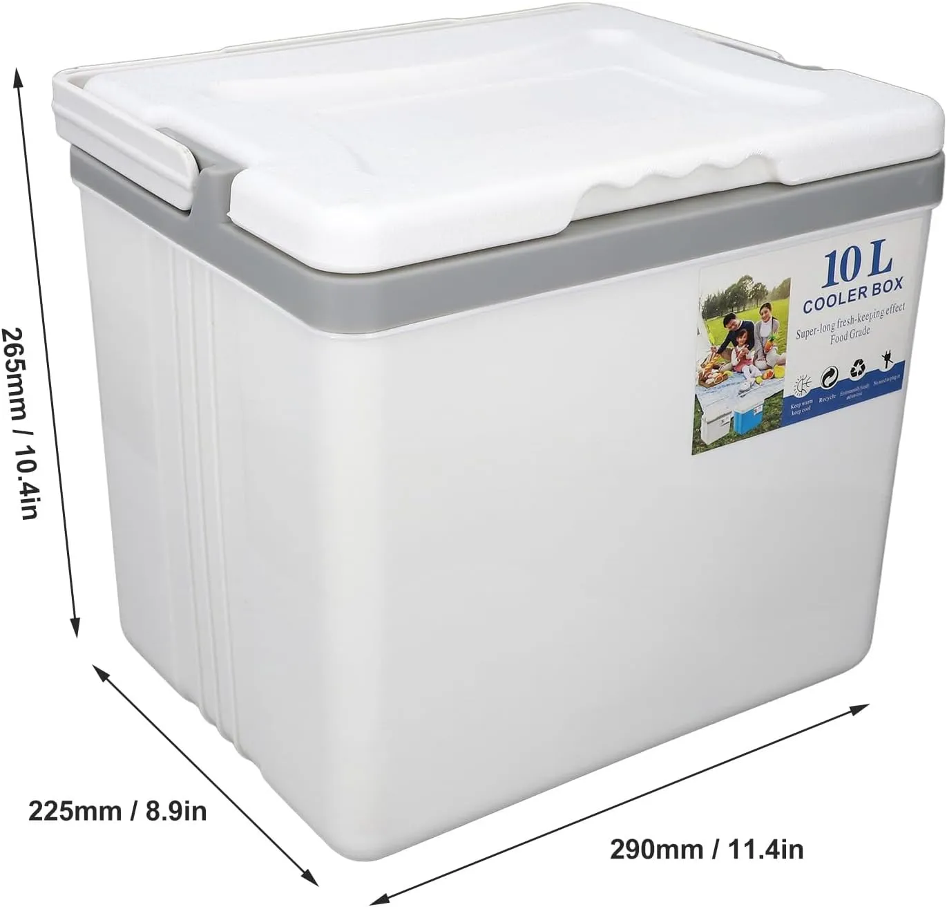 10L Ice Cooler Box, Insulated Portable Drinks Cooler Box with Heavy Duty Handle Great for Camping Picnic Fishing Beach Tailgating