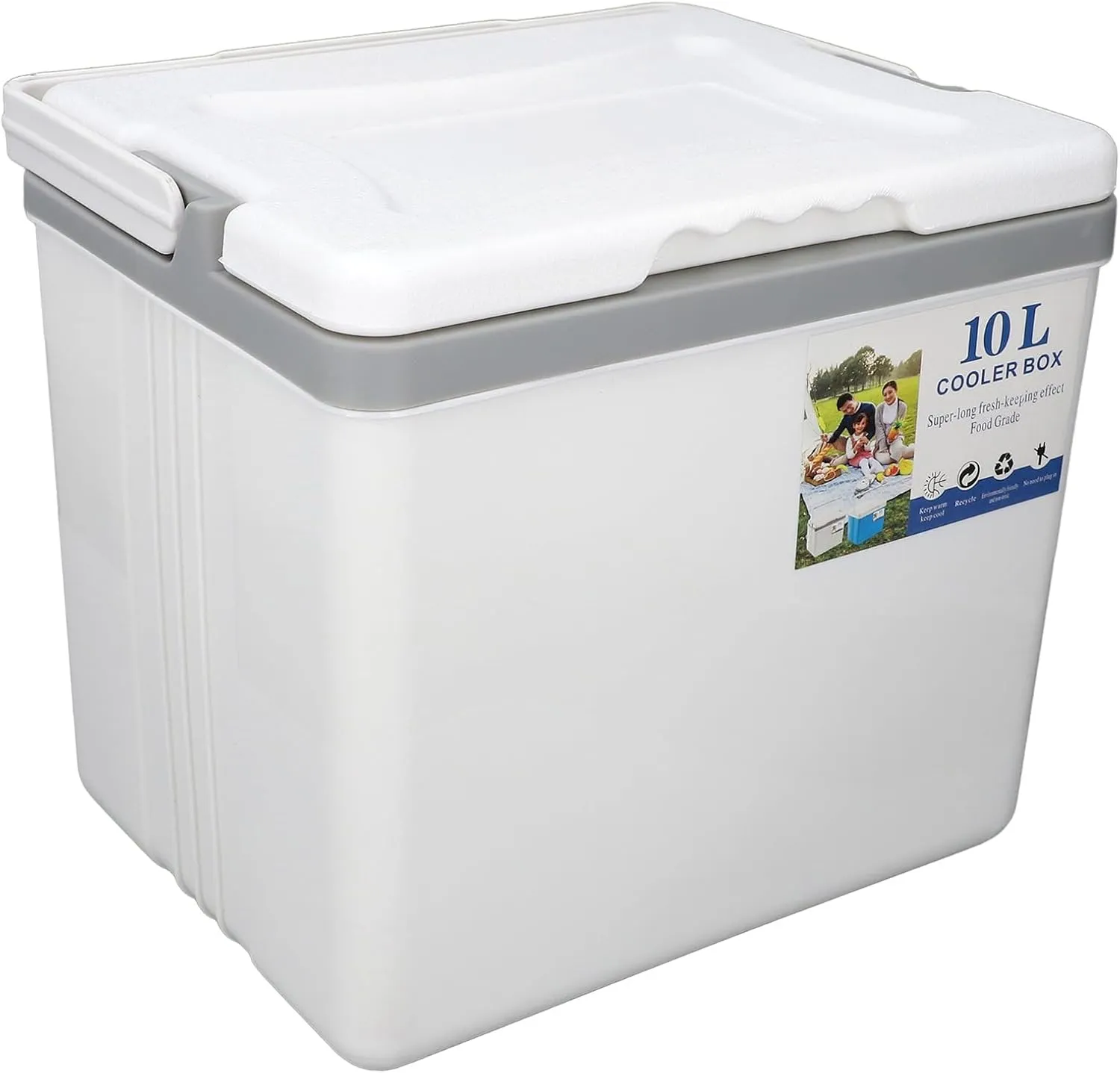 10L Ice Cooler Box, Insulated Portable Drinks Cooler Box with Heavy Duty Handle Great for Camping Picnic Fishing Beach Tailgating