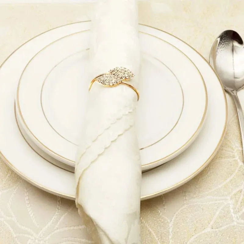 12-Piece Gold Leaf Metal Napkin Ring Holders – Elegant Table Decor for Weddings & Dinner Parties