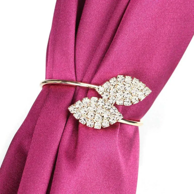 12-Piece Gold Leaf Metal Napkin Ring Holders – Elegant Table Decor for Weddings & Dinner Parties