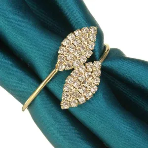 12-Piece Gold Leaf Metal Napkin Ring Holders – Elegant Table Decor for Weddings & Dinner Parties