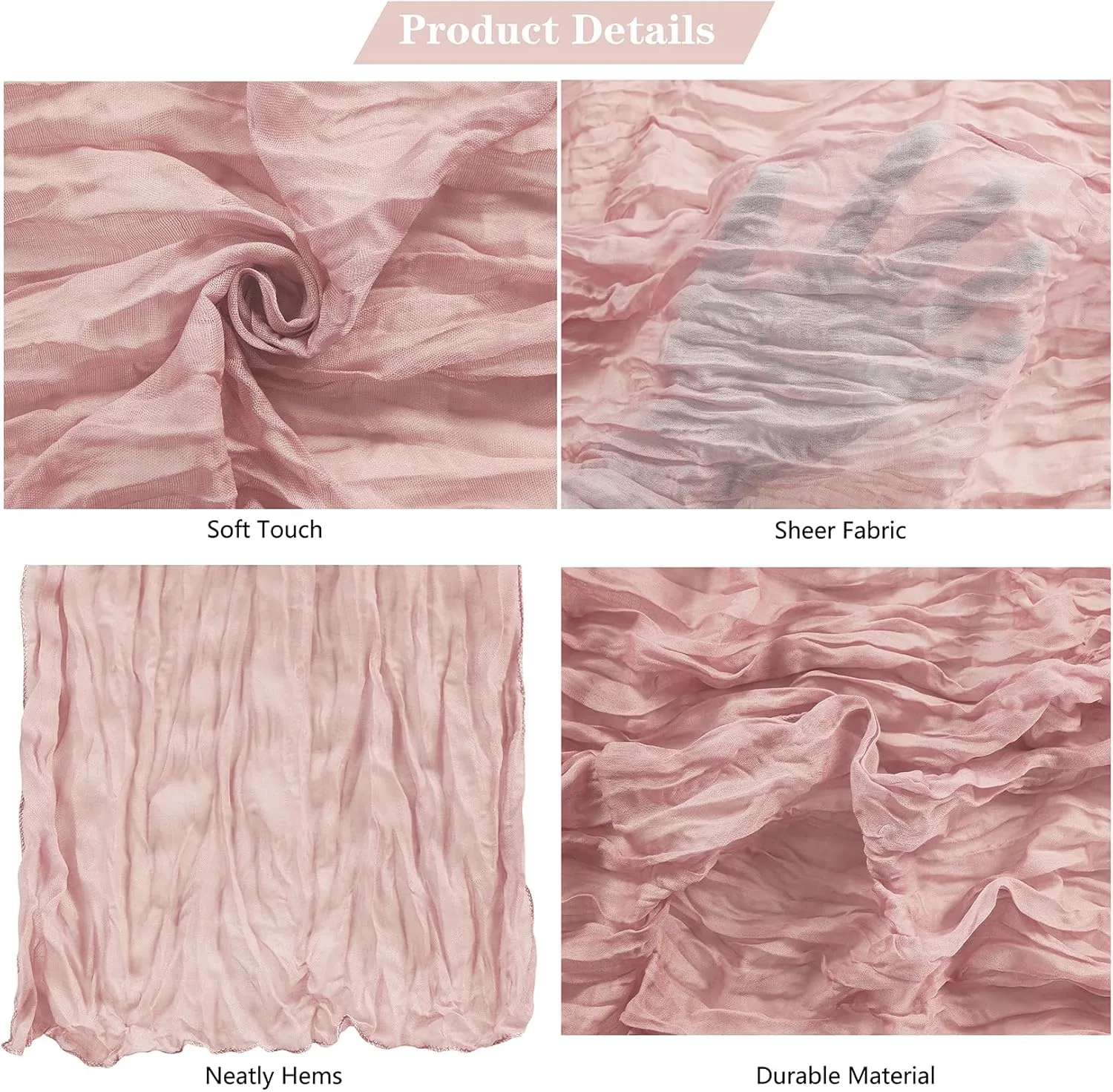 15 Pack Dusty Pink Cheesecloth Table Runner 9FT Rustic Sheer Table Runners 17x108 Inch Gauze Boho Runner for Wedding Bridal Baby Shower Birthday Party Table Decorations