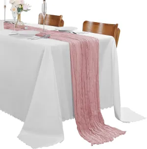 15 Pack Dusty Pink Cheesecloth Table Runner 9FT Rustic Sheer Table Runners 17x108 Inch Gauze Boho Runner for Wedding Bridal Baby Shower Birthday Party Table Decorations
