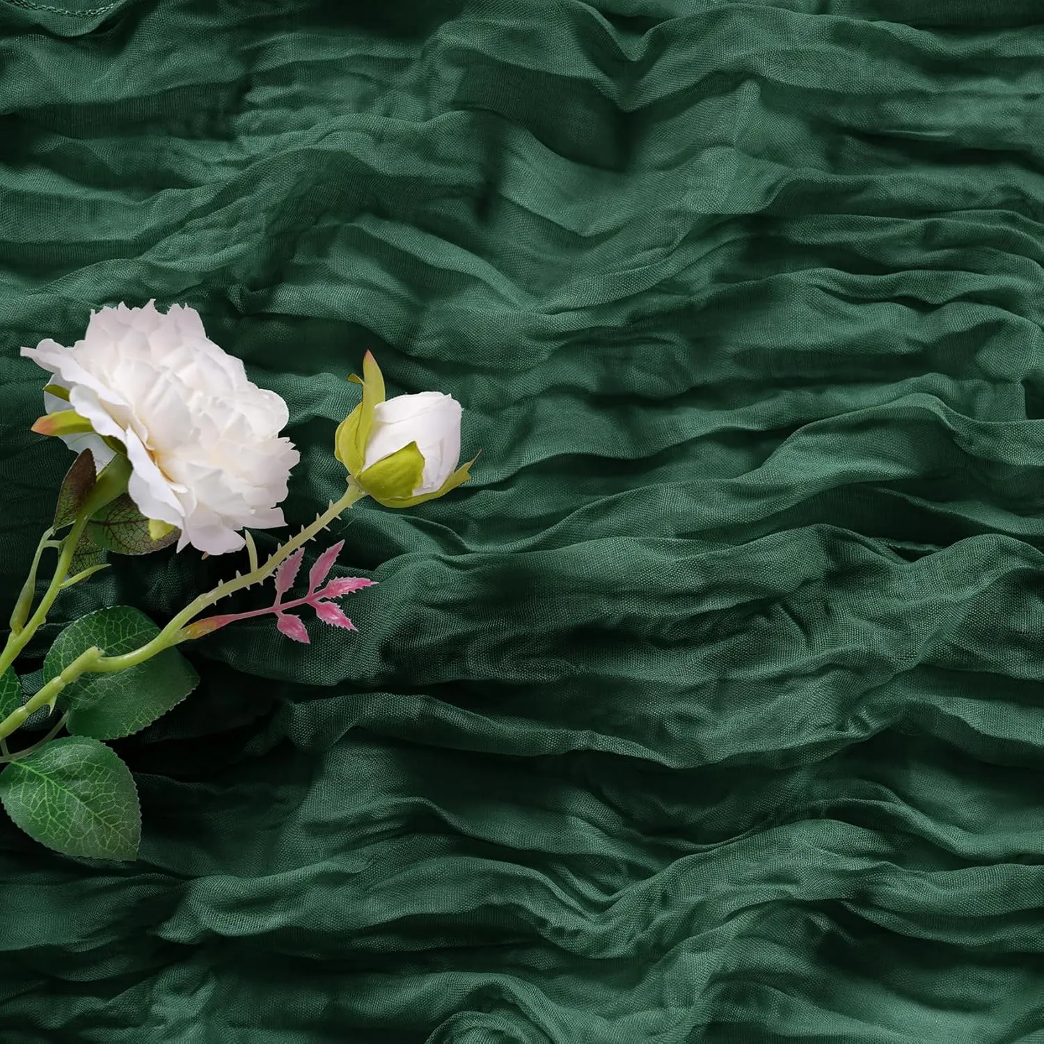 15 Pack Emerald Green Cheesecloth Table Runner 9FT Rustic Sheer Table Runners 17x108 Inch Gauze Boho Runner for Wedding Bridal Baby Shower Birthday Party Table Decorations