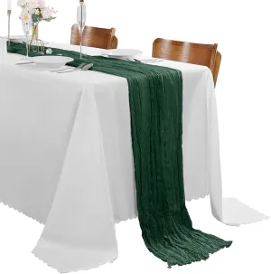 15 Pack Emerald Green Cheesecloth Table Runner 9FT Rustic Sheer Table Runners 17x108 Inch Gauze Boho Runner for Wedding Bridal Baby Shower Birthday Party Table Decorations