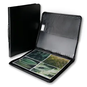 17" x 22" Premium Zippered Presentation Portfolio Case - Leather Handle, Integrated Multiring Binder with 10 Archival Pages (Expandable to 30)