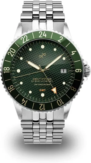 1982 GMT World Traveler Watch for Men - Steel Mens Watch - 316L Stainless Steel Analog Quartz 10 ATM Waterproof Men Watches - Round Sapphire Crystal Dial Men Watch