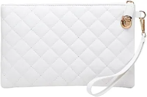 1pcs Quilted Wristlet Purse for Women Vegan Leather Wristlet Pouch Zip Clutch Bag Black Wristlet Evening Clutch Purse