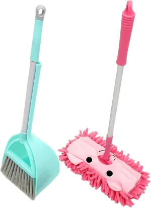 1Set Mini Detachable Cleaning Set for Broom Dustpan Mop Fun Housekeeping Play for Boys Lightweight Durable Present for Young Explorers