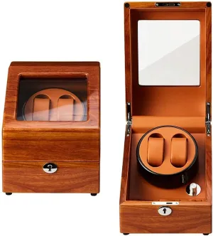 2 3 Automatic Watch Winder, 5 Mode, Wood PU Leather Watches Winding Box, Mute Motor, Watch Storage Box (Brown)