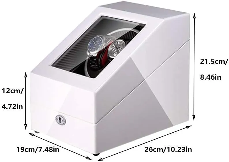 2 3 Automatic Watch Winder Box with LED Light Wood Shell and Carbon Fiber Leather Silent Motor 4 Rotation Modes Setting (D)