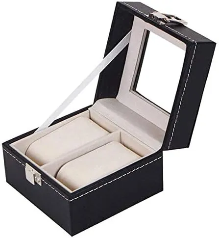 2 6 10 Grids Pu Leather Gift Box Transparent Cover Watch Watch Box Case High-End Watch Case Pu Watch Display Box