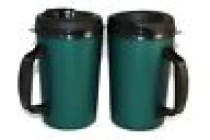 2 Foam Insulated 20 oz. ThermoServ Travel Mugs Green