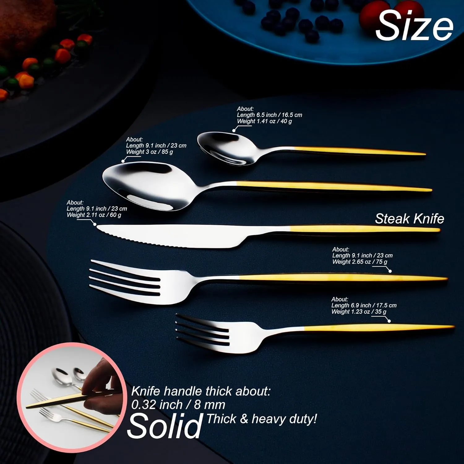 20 Piece Luxury Silverware Set for 4 Golden Handle Mirror-Polished 18/10 Stainless Steel Heavy Flatware Set Modern Cutlery Set Knife/Fork/Spoon with Gifts for Home & Hotel