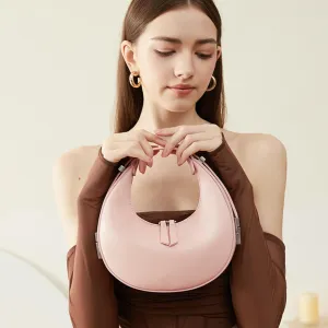 2023 New Ladies Genuine Leather Shoulder Handle Underarm Crescent Bag, Y2k Fashionable Adjustable Moon Bag With Handle. (green)