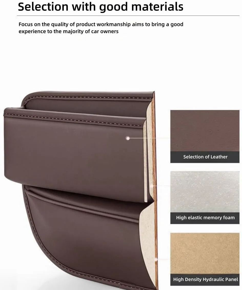 2024 New Seat Car Leather Cup Holder Gap Bag, Adjustable Car Seat Storage Box, Gap Filler Organizer with Cup Holder for Phones Glasses Keys Cards (Passenger Side,Black), QCBJ0527