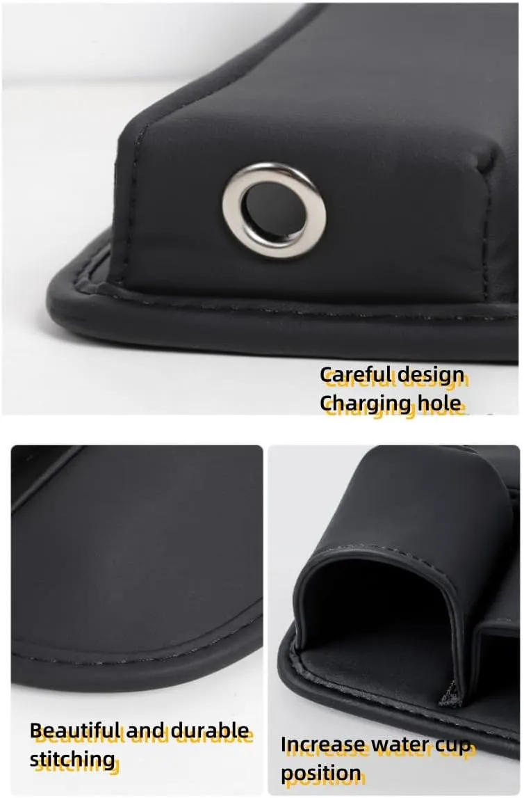 2024 New Seat Car Leather Cup Holder Gap Bag, Adjustable Car Seat Storage Box, Gap Filler Organizer with Cup Holder for Phones Glasses Keys Cards (Passenger Side,Black), QCBJ0527