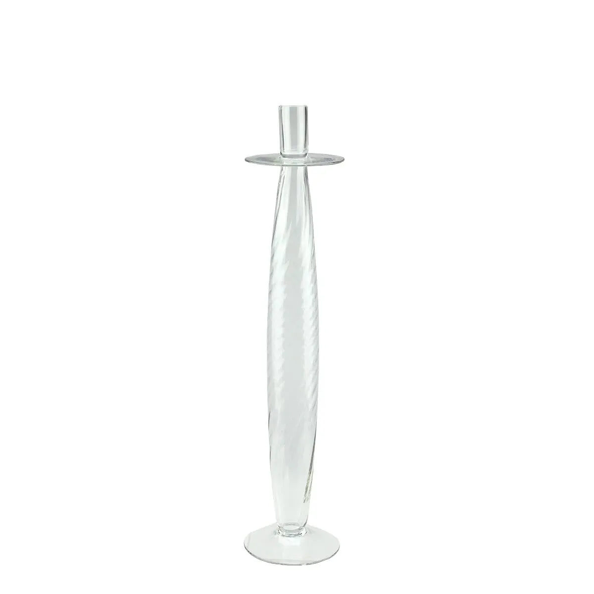 20" Transparent Swirled Glass Taper Candle Holder