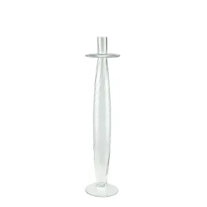 20" Transparent Swirled Glass Taper Candle Holder