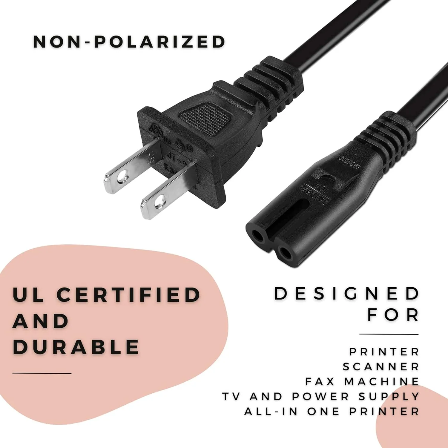 2Pack 6 Feet Non-Polarized AC Power Cord Cable Plug for Tannoy Reveal 501A 601a 6D 8D Studio Monitor Speaker