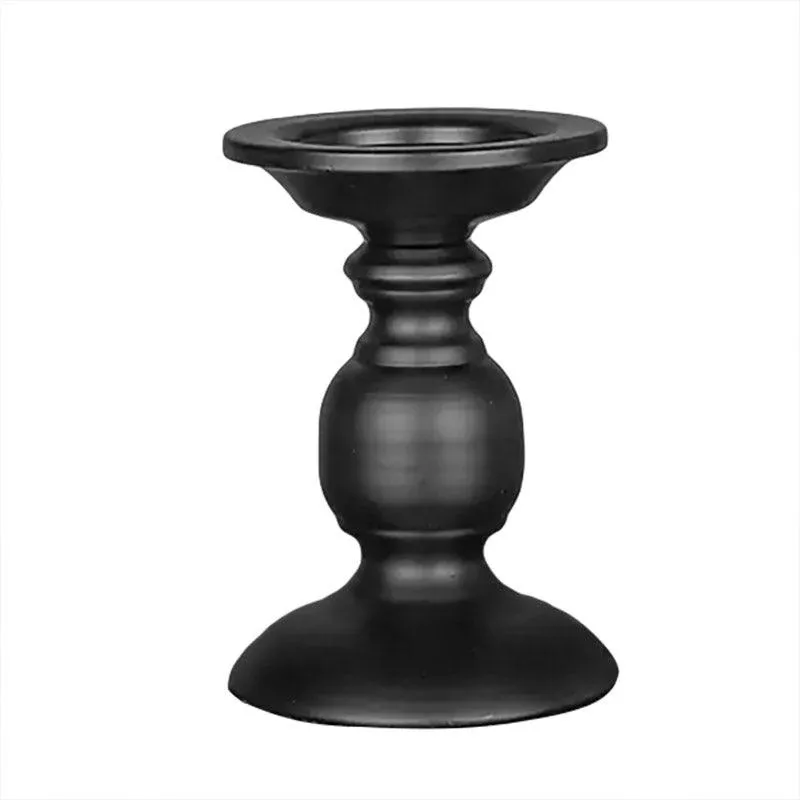 2pcs Black Iron Candle Holders for Candlelight Dinner Atmosphere Decoration Set