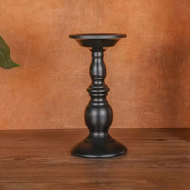 2pcs Black Iron Candle Holders for Candlelight Dinner Atmosphere Decoration Set