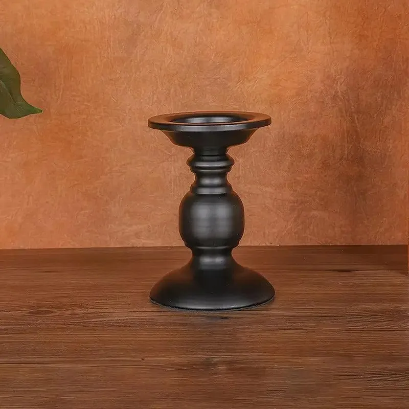 2pcs Black Iron Candle Holders for Candlelight Dinner Atmosphere Decoration Set