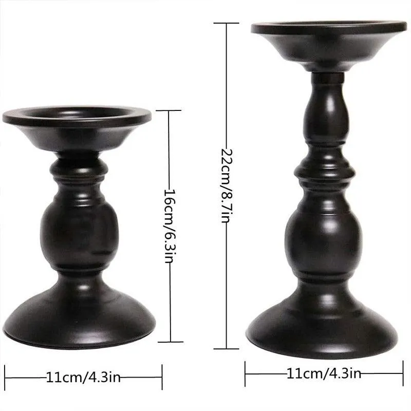 2pcs Black Iron Candle Holders for Candlelight Dinner Atmosphere Decoration Set