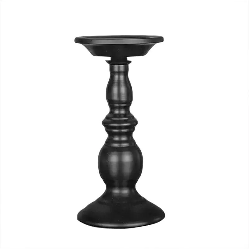 2pcs Black Iron Candle Holders for Candlelight Dinner Atmosphere Decoration Set