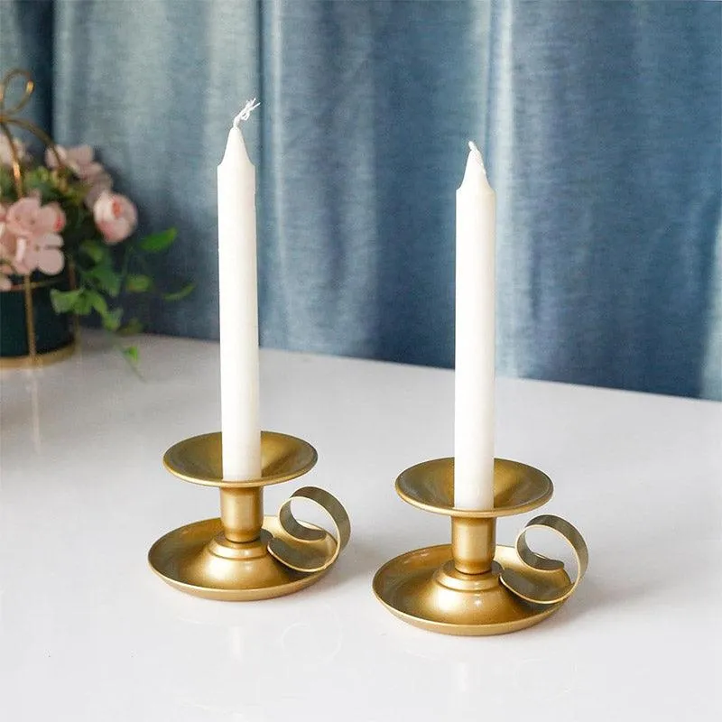 2pcs European Iron Candle Holders for Candlelight Dinner Decorative Lighting