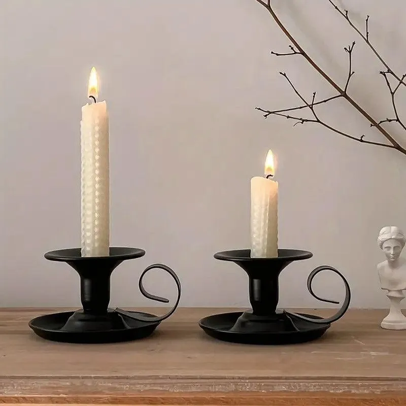 2pcs European Iron Candle Holders for Candlelight Dinner Decorative Lighting