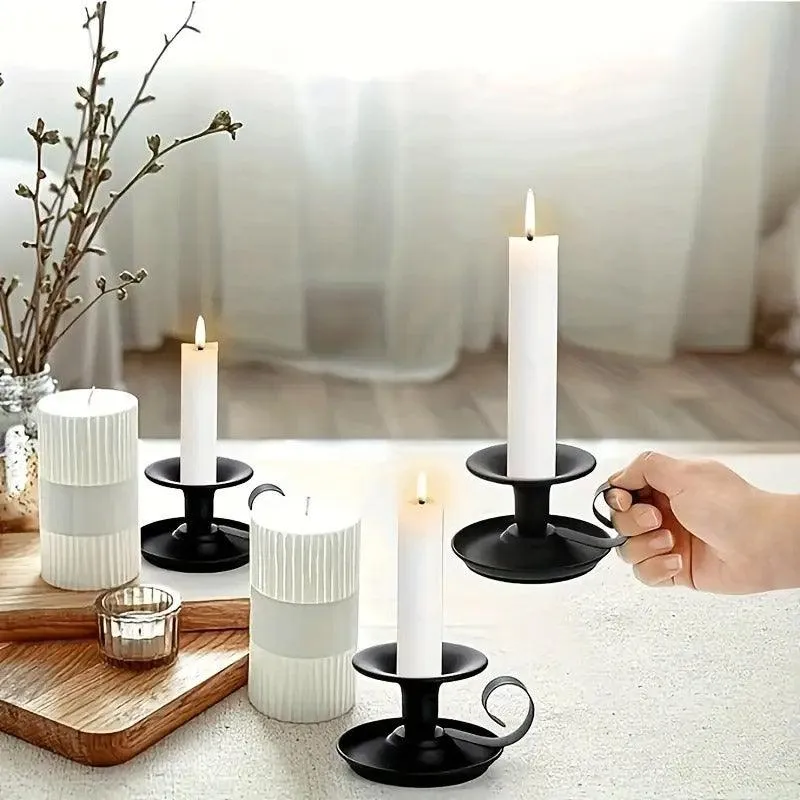 2pcs European Iron Candle Holders for Candlelight Dinner Decorative Lighting