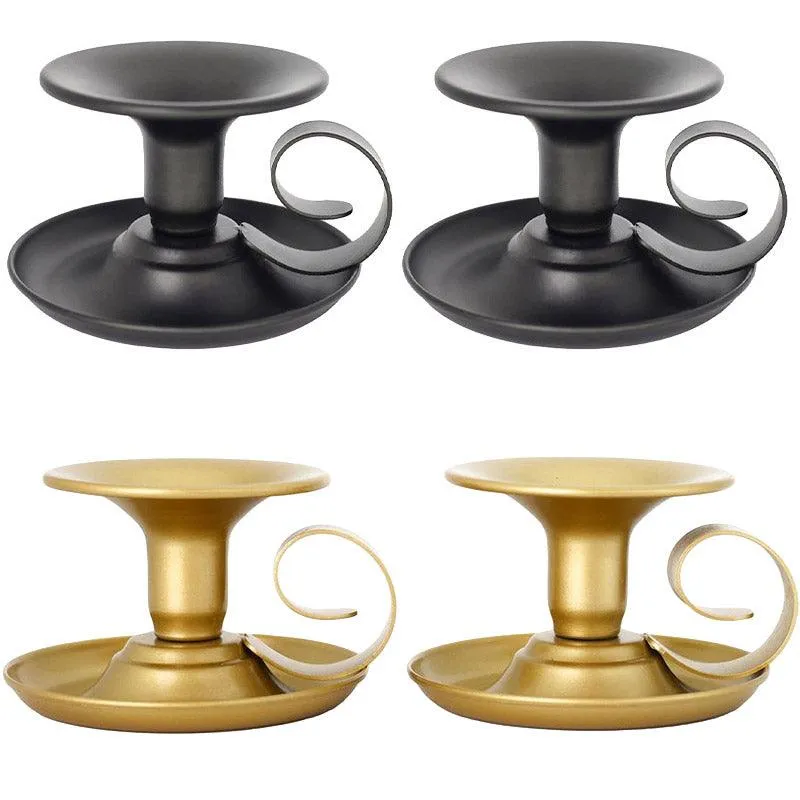 2pcs European Iron Candle Holders for Candlelight Dinner Decorative Lighting