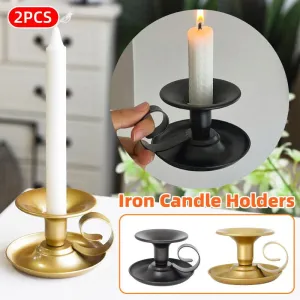2pcs European Iron Candle Holders for Candlelight Dinner Decorative Lighting