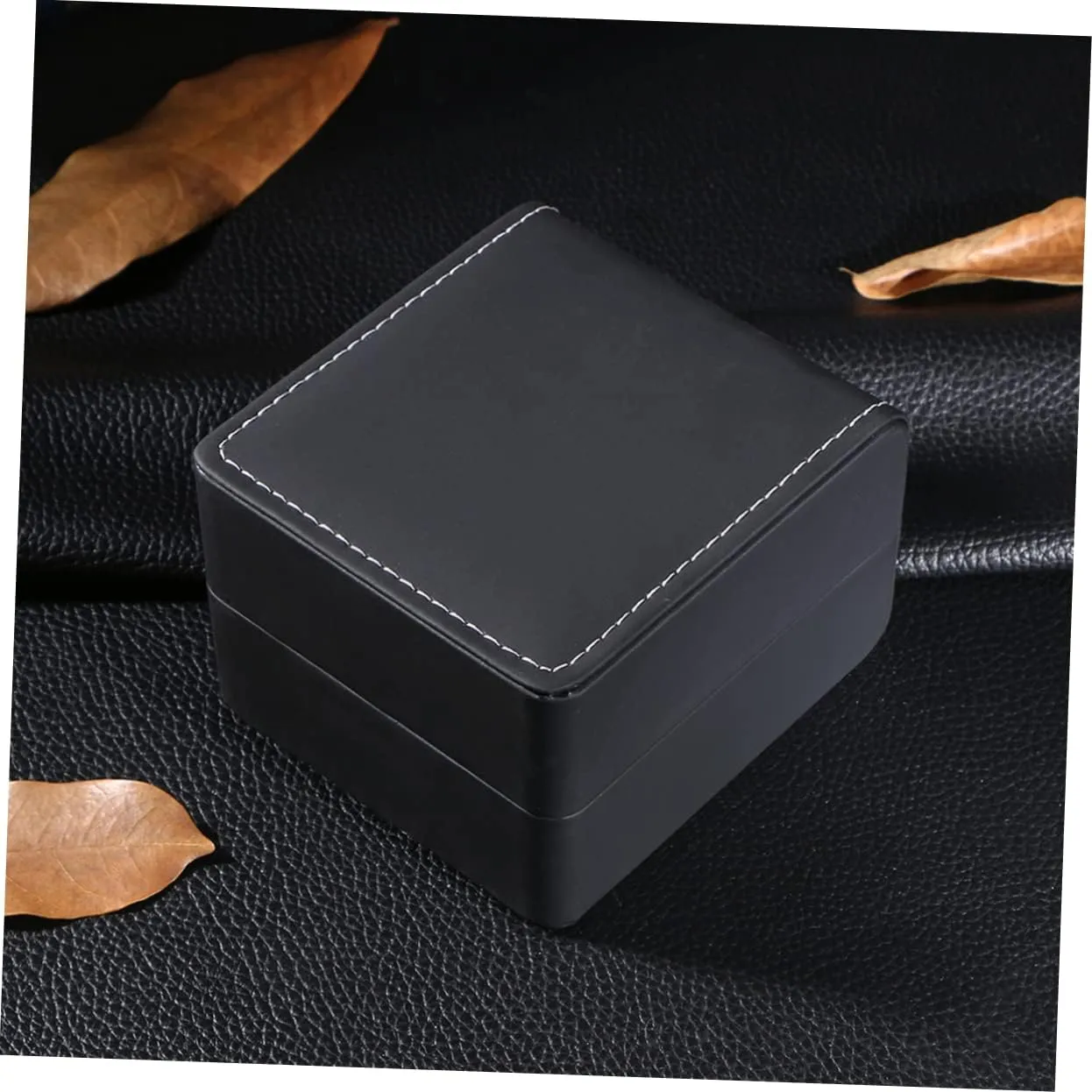 2pcs Pu Watch Box Organizer Single Grid Storage Case for Jewelry and Watches Carbon Design Removable Cushion for Extra for Displaying Dressers