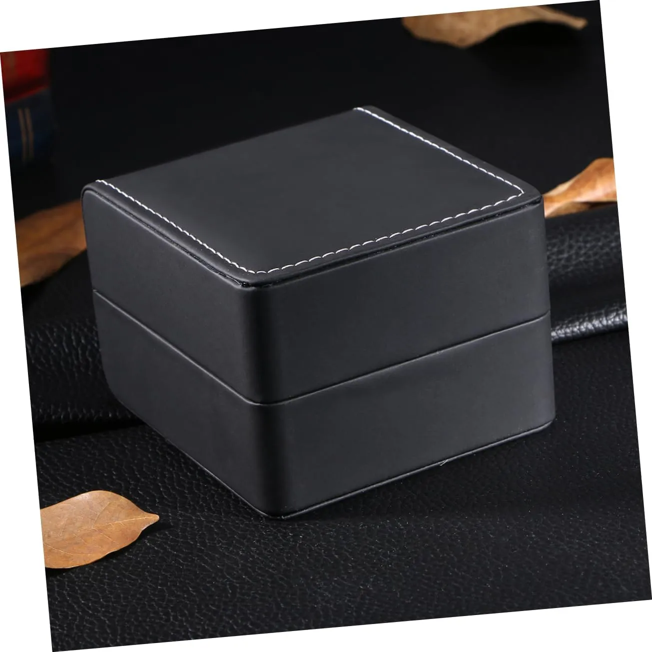 2pcs Pu Watch Box Organizer Single Grid Storage Case for Jewelry and Watches Carbon Design Removable Cushion for Extra for Displaying Dressers