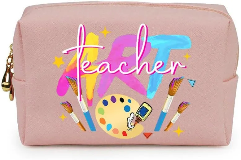 3-In-1 Art Teacher Canvas Tote Bag Grocery Reusable Handbags Jewelry Box and Makeup Bag Set For Teacher Gift