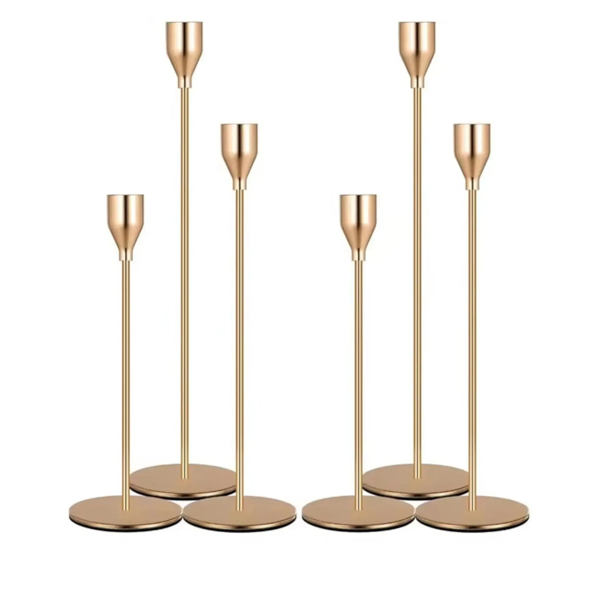 3-Piece Metal Candle Holder Set – Elegant Gold Candlesticks for Home and Event Decor