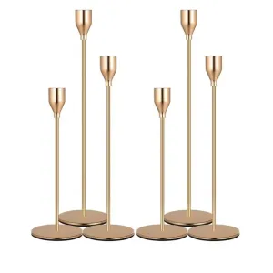 3-Piece Metal Candle Holder Set – Elegant Gold Candlesticks for Home and Event Decor