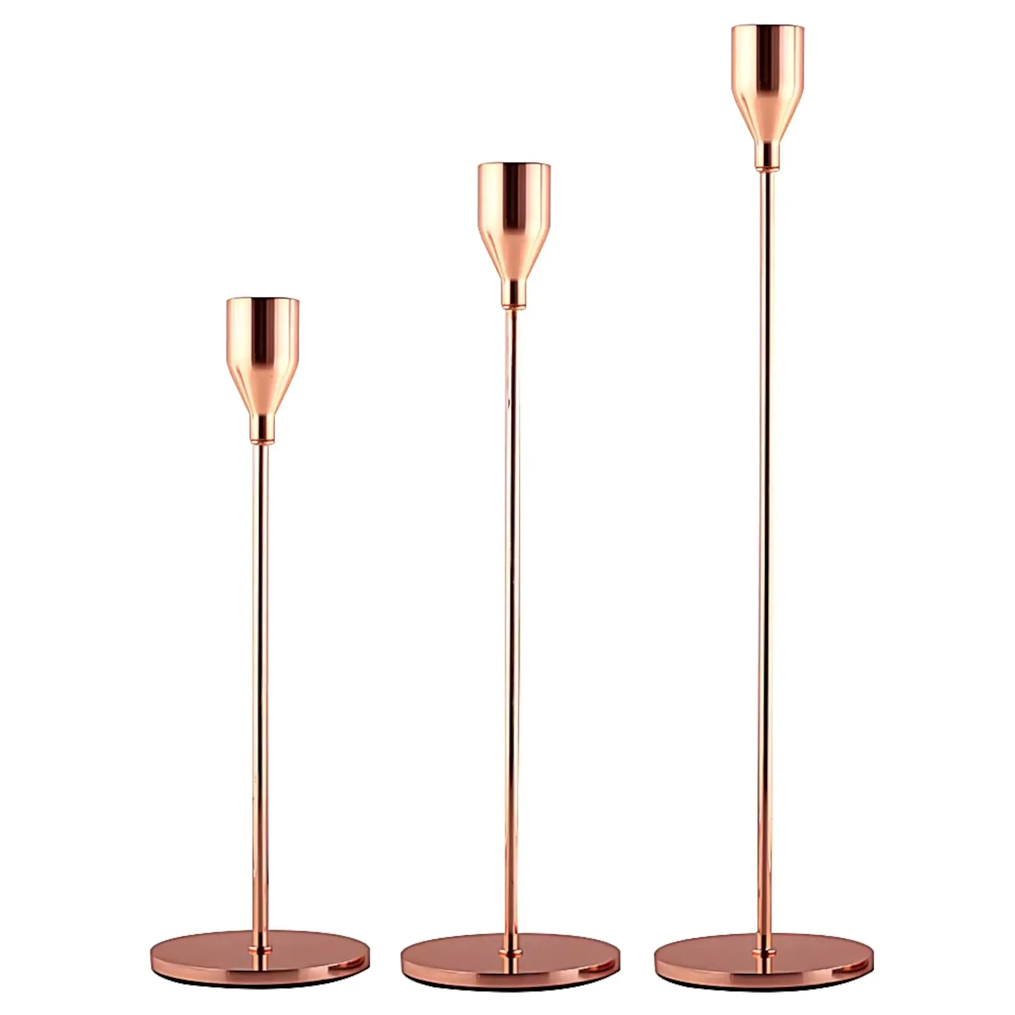 3-Piece Metal Candle Holder Set – Elegant Gold Candlesticks for Home and Event Decor
