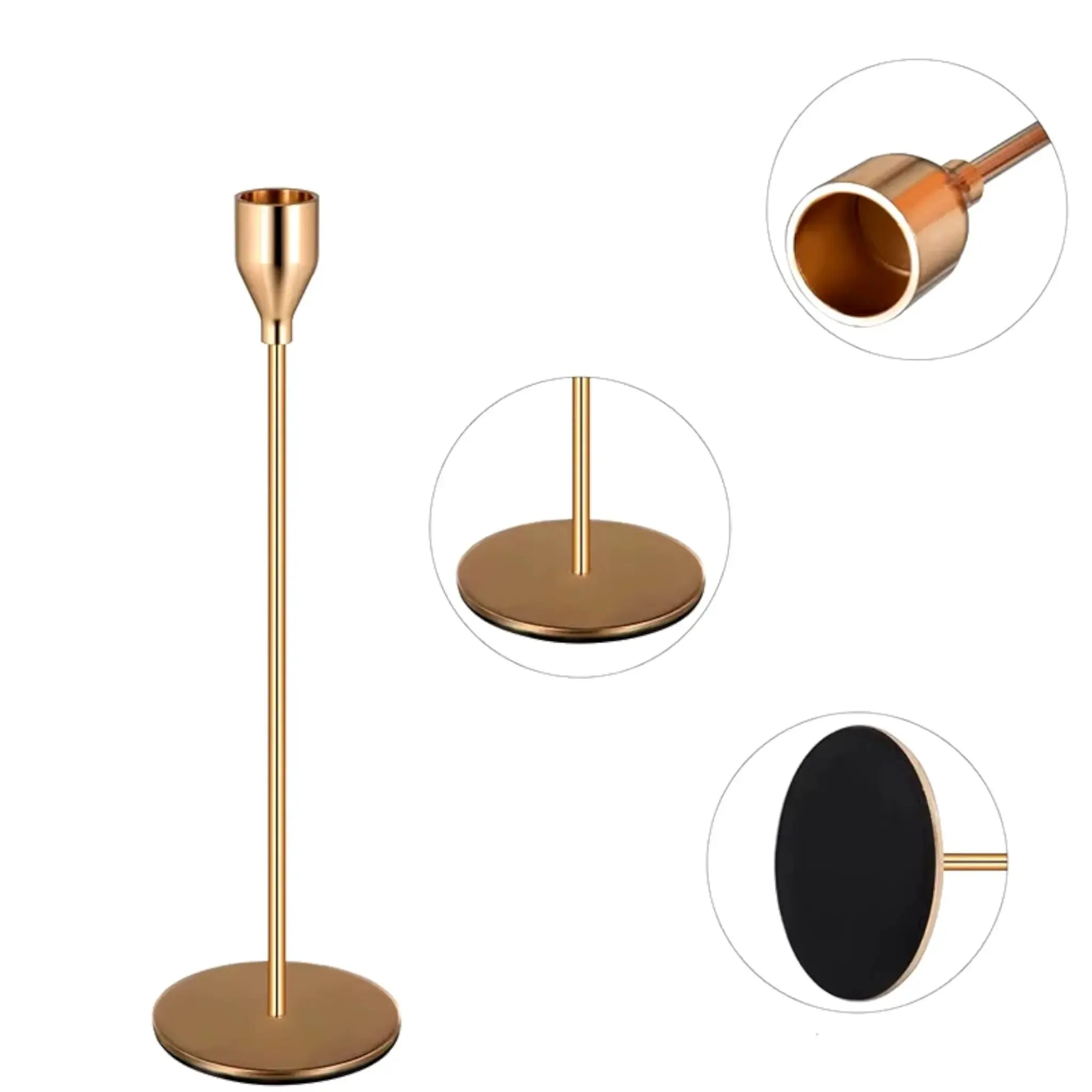 3-Piece Metal Candle Holder Set – Elegant Gold Candlesticks for Home and Event Decor