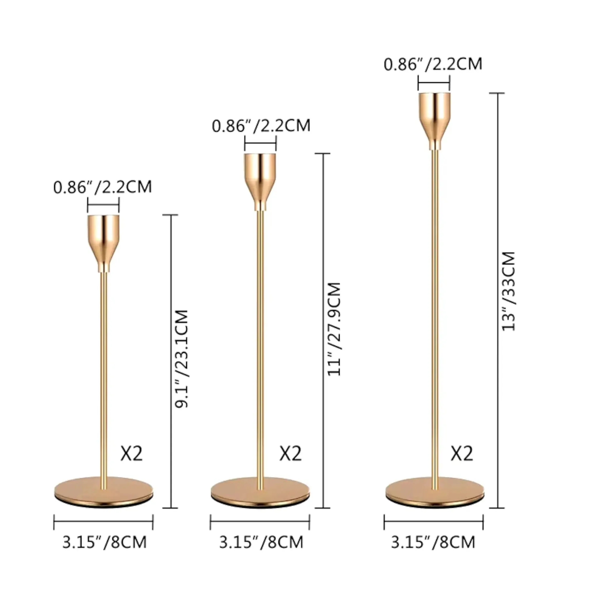 3-Piece Metal Candle Holder Set – Elegant Gold Candlesticks for Home and Event Decor