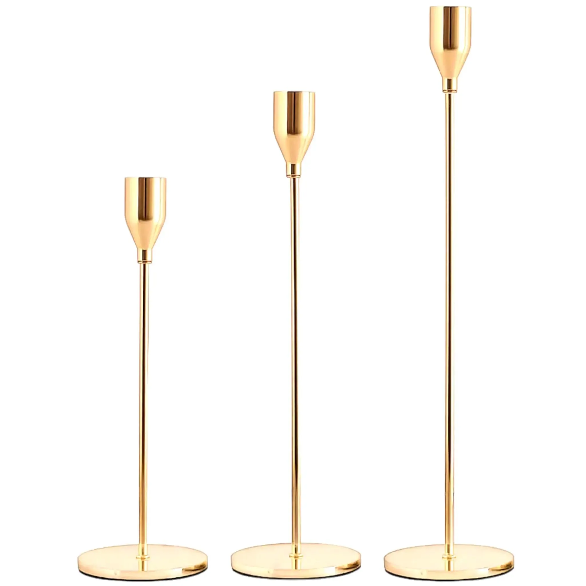 3-Piece Metal Candle Holder Set – Elegant Gold Candlesticks for Home and Event Decor
